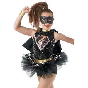 Wissman Size MC Showtime Studio Gold Sequin Dance Costume Tulle Skirt Child